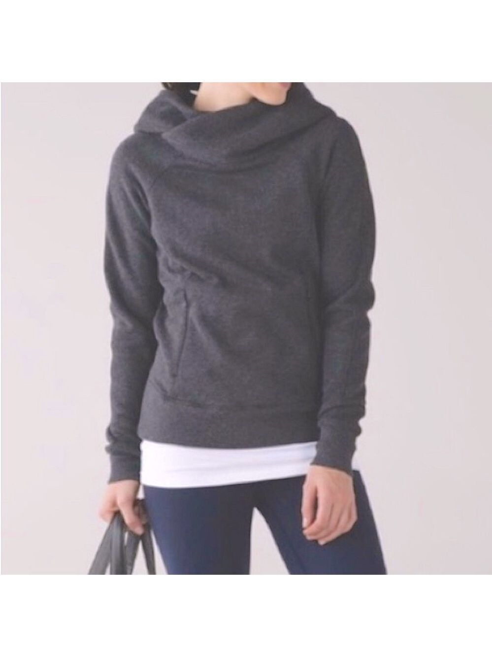 85. Lole Charcoal Cowl Neck Hooded Sweatshirt